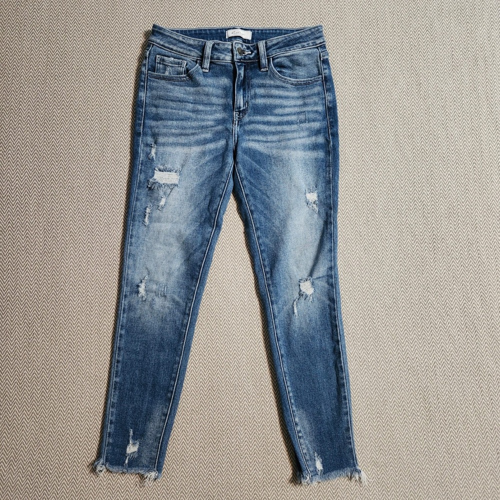 KanCan Signature Mid-Rise Ankle Skinny Distressed Jeans Medium Wash 27 VBK1562A